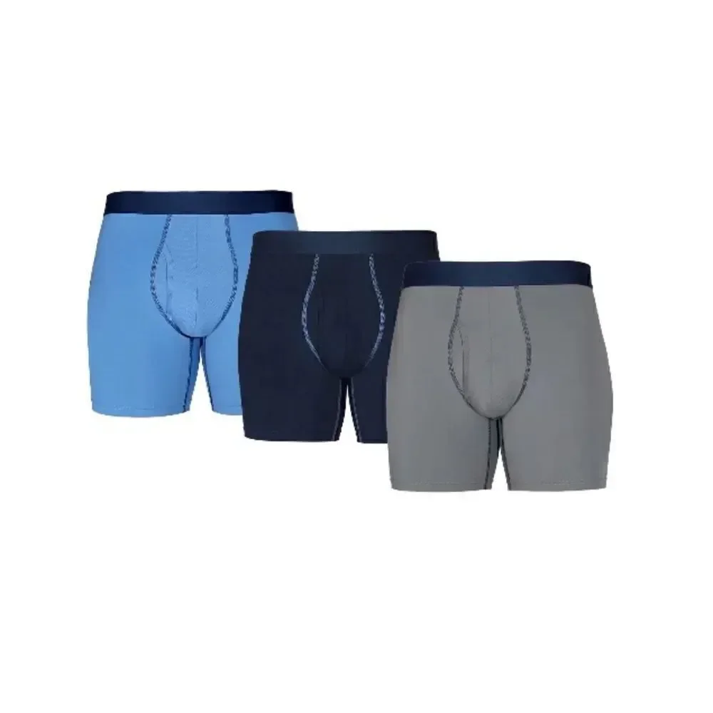 Men's Performance Nylon 6” Inseam Boxer Brief Underwear 2, 3-Packs Size M